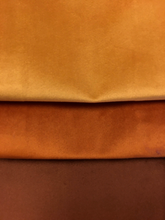 Load image into Gallery viewer, Honey Mustard Burnt Orange Copper Brown Velvet Upholstery Drapery Fabric / RM Villa