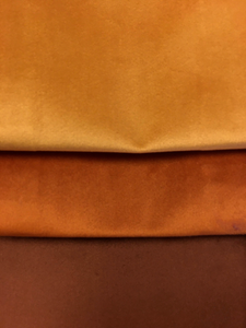 Honey Mustard Burnt Orange Copper Brown Velvet Upholstery Drapery Fabric / RM Villa