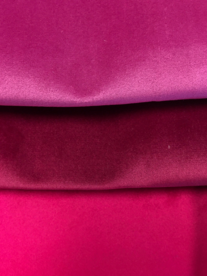 Hot Pink Magenta Raspberry Velvet Upholstery Drapery Fabric / RM Villa