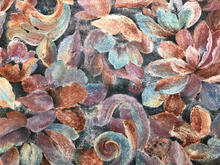 Load image into Gallery viewer, Vintage Cotton Abstract Floral Purple Mauve Teal Rusty Brown Charcoal Gray Drapery Fabric