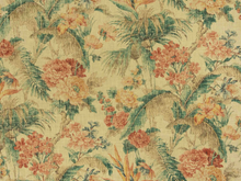 Load image into Gallery viewer, Water &amp; Stain Resistant Faux Linen Beige Teal Red Orange Navy Blue Floral Tropical Upholstery Drapery Fabric