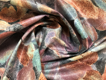 Load image into Gallery viewer, Vintage Cotton Abstract Floral Purple Mauve Teal Rusty Brown Charcoal Gray Drapery Fabric