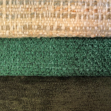 Load image into Gallery viewer, Crypton Water Stain Resistant MCM Mid Century Modern Crème Green Emerald Green Dark Green Tweed Upholstery Fabric