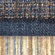 Load image into Gallery viewer, Crypton Water Stain Resistant MCM Mid Century Modern Navy Blue Deep Blue Light Blue Tweed Upholstery Fabric