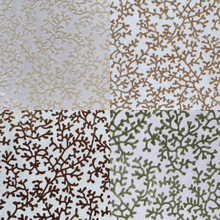 Load image into Gallery viewer, Nautical Coral Beige Olive Beige Lime Green Cut Velvet Upholstery Fabric
