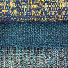 Load image into Gallery viewer, Crypton Water Stain Resistant MCM Mid Century Modern Blue Yellow Teal Turquoise Tweed Upholstery Fabric