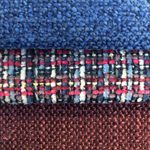 Load image into Gallery viewer, Crypton Water Stain Resistant MCM Mid Century Modern Blue Blue Magenta Plum Purple Tweed Upholstery Fabric
