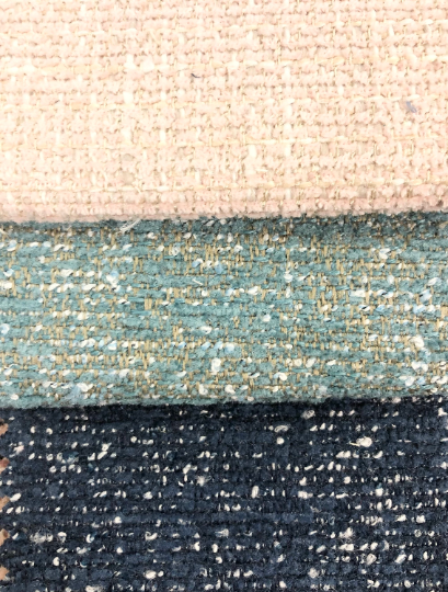 Crypton Water Stain Resistant MCM Mid Century Modern Blush Seafoam Green Navy hot Blue Off White Tweed Upholstery Fabric