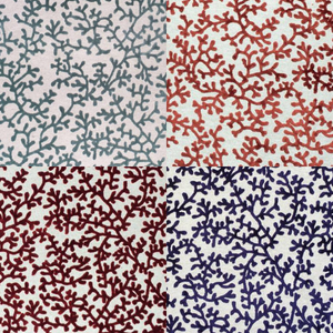 Nautical Coral Teal Rusty Red Navy Cut Velvet Upholstery Fabric