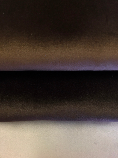 Chocolate Dark Brown Silver Grey Velvet Upholstery Drapery Fabric / RM Villa