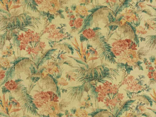 Load image into Gallery viewer, Water &amp; Stain Resistant Faux Linen Beige Teal Red Orange Navy Blue Floral Tropical Upholstery Drapery Fabric