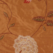 Load image into Gallery viewer, Embroidered Silk Floral Drapery Fabric / Clay / U222