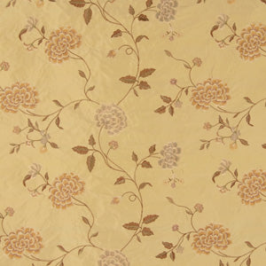 Embroidered Silk Floral Drapery Fabric / Wheat / U222