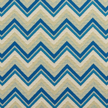 Load image into Gallery viewer, Essentials Outdoor Upholstery Drapery Сhevron Fabric / Blue Beige White