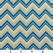 Load image into Gallery viewer, Essentials Outdoor Upholstery Drapery Сhevron Fabric / Blue Beige White