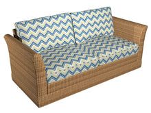 Load image into Gallery viewer, Essentials Outdoor Upholstery Drapery Сhevron Fabric / Blue Beige White