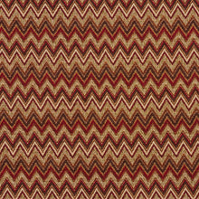 Load image into Gallery viewer, Essentials Сhevron Upholstery Fabric Burgundy Brown Beige / Adobe Flame