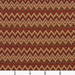 Essentials Сhevron Upholstery Fabric Burgundy Brown Beige / Adobe Flame