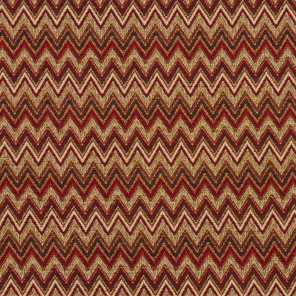 Essentials Сhevron Upholstery Fabric Burgundy Brown Beige / Adobe Flame