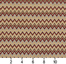 Load image into Gallery viewer, Essentials Сhevron Upholstery Fabric Cream Burgundy Gray / Veranda Flame
