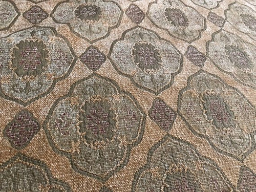 Olive Sage Green Mustard Gold Beige Medallion Chenille Upholstery Fabric