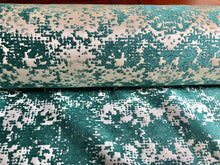 Load image into Gallery viewer, Abstract Off White Cream Ivory Turquoise Teal Reversible Velvet Chenille Upholstery Drapery Fabric WHS 5048