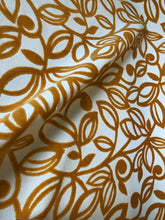 Load image into Gallery viewer, Mustard Gold Yellow Ochre Beige Cut Velvet Upholstery Fabric Retro Mod Floral / Fiore