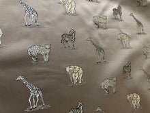 Load image into Gallery viewer, Cafe Au Lait Zebra Elephant Cheetah Giraffe Animal Upholstery Drapery Fabric