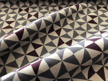 Load image into Gallery viewer, Papelli Velvet Triangle Geometric Upholstery Fabric Gray Brown Art Deco Mid Century Modern