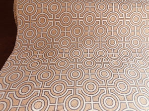 Beige Gray Circle Trellis Upholstery Fabric Geometric Asian Modern