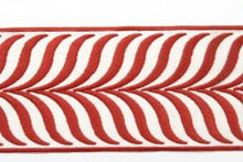 Load image into Gallery viewer, 5 yards 3.5&quot; Wide Upholstery Drapery Embroidered Tape Trim Ribbon Blush Red Coral Brown Cream Ivory / Crest