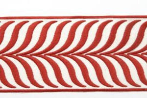 5 yards 3.5" Wide Upholstery Drapery Embroidered Tape Trim Ribbon Blush Red Coral Brown Cream Ivory / Crest