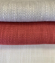 Load image into Gallery viewer, Water &amp; Stain Resistant Neutral Beige Red Coral Ivory MCM Upholstery Drapery Fabric FB