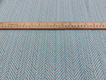 Load image into Gallery viewer, Cowtan &amp; Tout Pool Sunbrella Indoor Outdoor Teal Aqua Beige Herringbone Upholstery Fabric