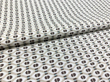 Load image into Gallery viewer, Jennifer Adams Home Fairmont Brown Aqua Blue Ivory Beige Small Scale Geometric Upholstery Fabric