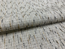 Load image into Gallery viewer, Designer Water &amp; Stain Resistant Beige Taupe Black Mustard Gold Tweed MCM Upholstery Fabric