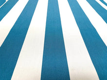 Load image into Gallery viewer, Canvas Teal Cream Nautical Stripe Outdoor Upholstery Fabric