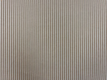 Load image into Gallery viewer, Designer Aqua Blue Brown Ticking Stripe Water &amp; Stain Resistant Upholstery Drapery Fabric