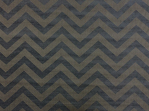 Designer Charcoal Grey Taupe Geometric Chevron Chenille Upholstery Fabric