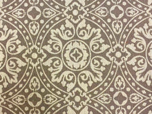 Load image into Gallery viewer, Designer Grey Taupe Medallion Wheel Water &amp; Stain Resistant Upholstery Fabric