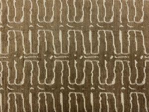 Designer Brown Cream Abstract Tribal Chenille Upholstery Fabric