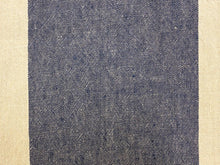 Load image into Gallery viewer, Designer Denim French Blue Greige Stripe Belgian Linen Upholstery Fabric