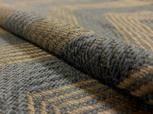 Load image into Gallery viewer, Designer Charcoal Grey Taupe Geometric Chevron Chenille Upholstery Fabric