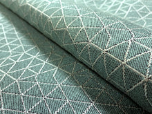 Load image into Gallery viewer, Designer Teal Green Grey Geometric Abstract Upholstery Fabric