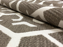 Load image into Gallery viewer, Designer Off-White Abstract Taupe Tribal Chenille Water &amp; Stain Resistant Upholstery Fabric