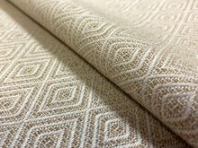 Load image into Gallery viewer, Designer Wheat Beige Geometric Diamond Water &amp; Stain Resistant Upholstery Fabric