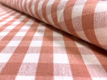 Load image into Gallery viewer, Designer Coral Cream Check Pattern Cotton Upholstery Fabric