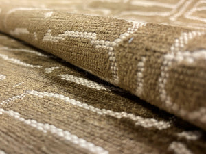 Designer Brown Cream Abstract Tribal Chenille Upholstery Fabric