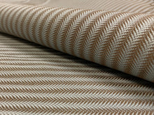Load image into Gallery viewer, Designer Aqua Blue Brown Ticking Stripe Water &amp; Stain Resistant Upholstery Drapery Fabric