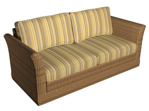 Essentials Indoor Outdoor Brown Beige Yellow Tan Stripe Upholstery Fabric / Sunflower